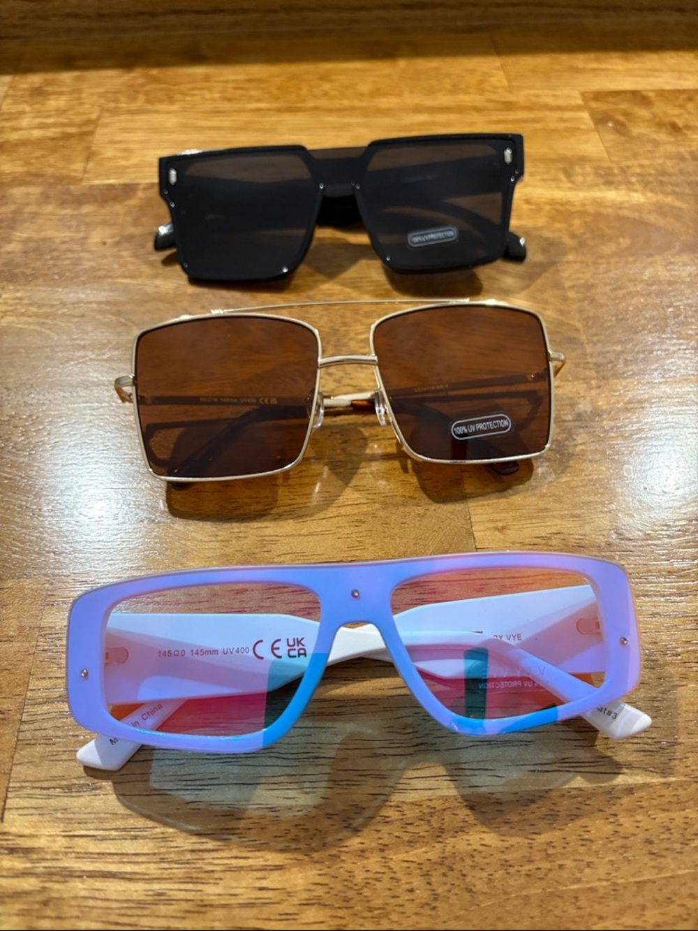 Triple Sunglasses Set - Black, Brown & Violet Frame Lenses